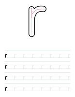 traceer kleine letter r werkblad voor kinderen vector
