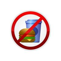 geen eten of drinken toegestaan teken vector ontwerp, sjabloon van waarschuwing over niet eten of drinken in dit gebied sticker gemakkelijk af te drukken