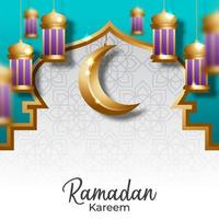 ramadan kareem islamitische achtergrond met realistische lantaarn vector