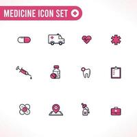 platte lijn medicijnen icon set vector