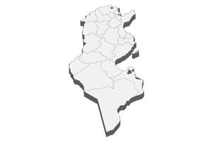 3D-kaartillustratie van tunesië vector