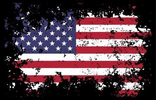 noodlijdende Amerikaanse vlag op zwarte achtergrond vector