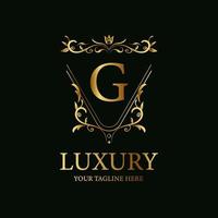 letter g luxe sieraad of bloemen frame logo sjabloonontwerp. vector