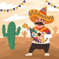 een man viert cinco de mayo vector