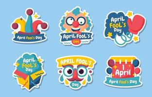 april dwazen stickerset vector