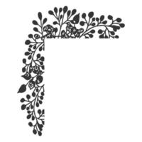 elegante bloemen frame, grens silhouet in de hand getrokken doodle stijl geïsoleerd op een witte achtergrond. kransdecoratie, delicate illustraties vector