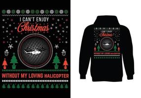 ik kan niet van kerst genieten zonder mijn liefdevolle halicopter sweater-ontwerp vector