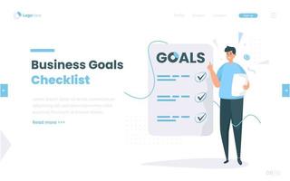 zakelijke doelen checklist plat ontwerpconcept vector