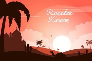 ramadan kareem islamitische achtergrond met boom vector