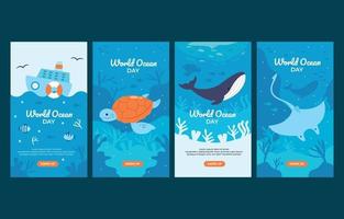 wereld oceaan dag sociale media vector