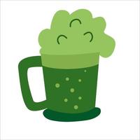 pint schuim groen bier st. patrick's day-symbool. cartoon vectorillustratie geïsoleerd op wit. geweldig voor wenskaarten, pubuitnodigingen, posters. vector