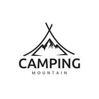 eenvoudig camping creatief logo-ontwerp met bergvector, illustratie vector