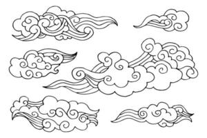 verzameling zwarte wolken in chinese stijl. vectorillustratie. vector