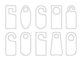 hotel deur hanger tags overzicht sjabloon pictogram borden instellen vlakke stijl ontwerp vectorillustratie. vector