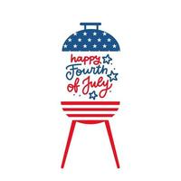 BBQ-grill partij uitnodiging kaartsjabloon. platte ontwerp pictogram ster en strip patroon gelukkige onafhankelijkheidsdag verenigde staten van amerika. 4 juli. platte ontwerp vectorillustratie met belettering vector