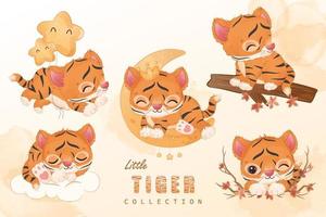 kleine tijger clipart in aquarel vector