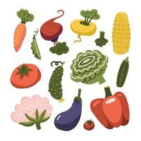 set verse gezonde groenten - elk is geïsoleerd voor eenvoudig gebruik. gezonde levensstijl of dieet plat vector design element. biologische boerderij illustratie.