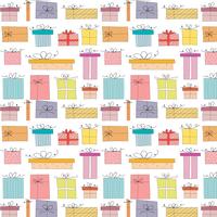 Patroon met de hand getekende geschenkdoos. Achtergrond illustraties voor Gift Wrap Design. vector