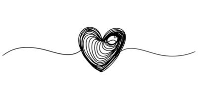 hand getekende hart met dunne lijn, scheidingslijn vorm, verwarde grungy ronde Krabbel geïsoleerd op een witte background.vector illustratie vector