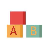 kinderen speelgoed abc blokken icoon. kinderspeelgoed kleurrijke alfabet kubussen, platte vectorillustratie voor u ontwerp geïsoleerd op een witte achtergrond. vector