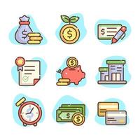 financiële geletterdheid icon set concept vector