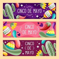 cinco de mayo ornament festival banner set vector