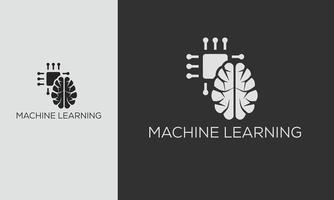 machine learning glyph pictogrammen instellen. kunstmatige intelligentie. databank. ai. digitale technologie. silhouet symbolen. vector