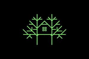 eenvoudige minimalistische boomhut lijn overzicht monogram logo ontwerp vector