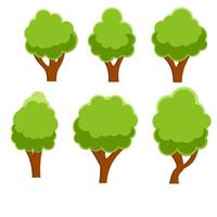 set bomen voor de zomer natuur. park en bos met groene bladeren vector