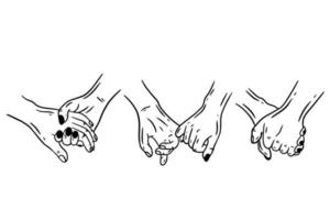 vrouwen meisje hand liefde gebaar met haard vlakke lijn kunst illustratie vector