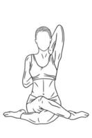 vrouwen yoga pose meditatie ontspannen lijntekeningen illustratie vector