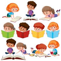 Set van kind leesboek vector