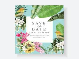 exotische Hawaiiaanse bruiloft uitnodigingen kaartsjabloon vector