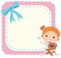 Grensmalplaatje met babymeisje en teddybear vector