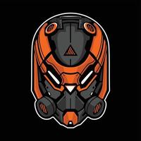 oranje robot hoofd vector cartoon icoon