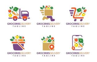 logo voor contactloze bezorging van boodschappen vector