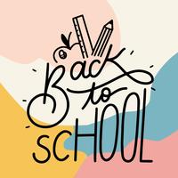 Terug naar school belettering met kleurrijke achtergrond vector