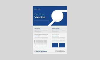 covid vaccinatie flyer, coronavirus vaccinatie informatieve flyer, krijg gevaccineerde reclameposter, medische flyer sjabloonontwerp. vector