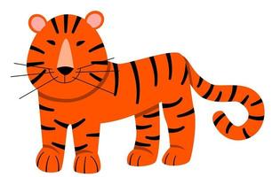 vectorillustratie van een gestreepte tijger in een vlakke stijl vector