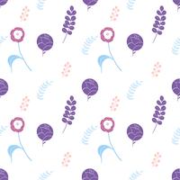 hand getrokken floral set vector schattig naadloze patroon