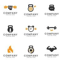 set van fitness en gym logo pictogram ontwerp voor multifunctioneel bedrijf vector