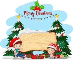 lege banner in kerstthema met kinderen in kerstkostuums vector