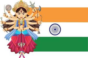 een icoon van de Indiase vlag met de durga-godin vector