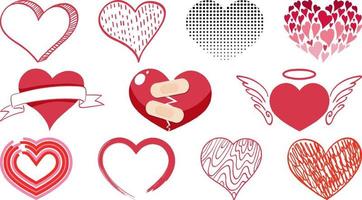 verschillende stijl van harten geïsoleerd op een witte achtergrond vector