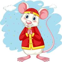 gelukkige rat in rood chinees kostuum vector