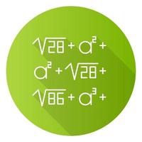 wiskundig probleem groen plat ontwerp lange schaduw glyph pictogram. wiskundige puzzel. mentale oefening. recreatieve wiskunde. vindingrijkheid, intelligentietest. probleemoplossing. vector silhouet illustratie