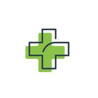 Medische kruis en gezondheid apotheek Logo Vector sjabloon