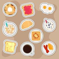 ontbijt stickers pictogrammen vector