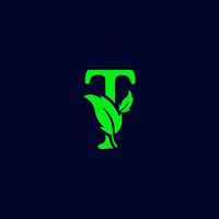 letter t blad aard, eco groen logo sjabloon vector geïsoleerd