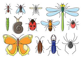 Insecten in vlakke stijl. Lineart bugs pictogram collectie. vector